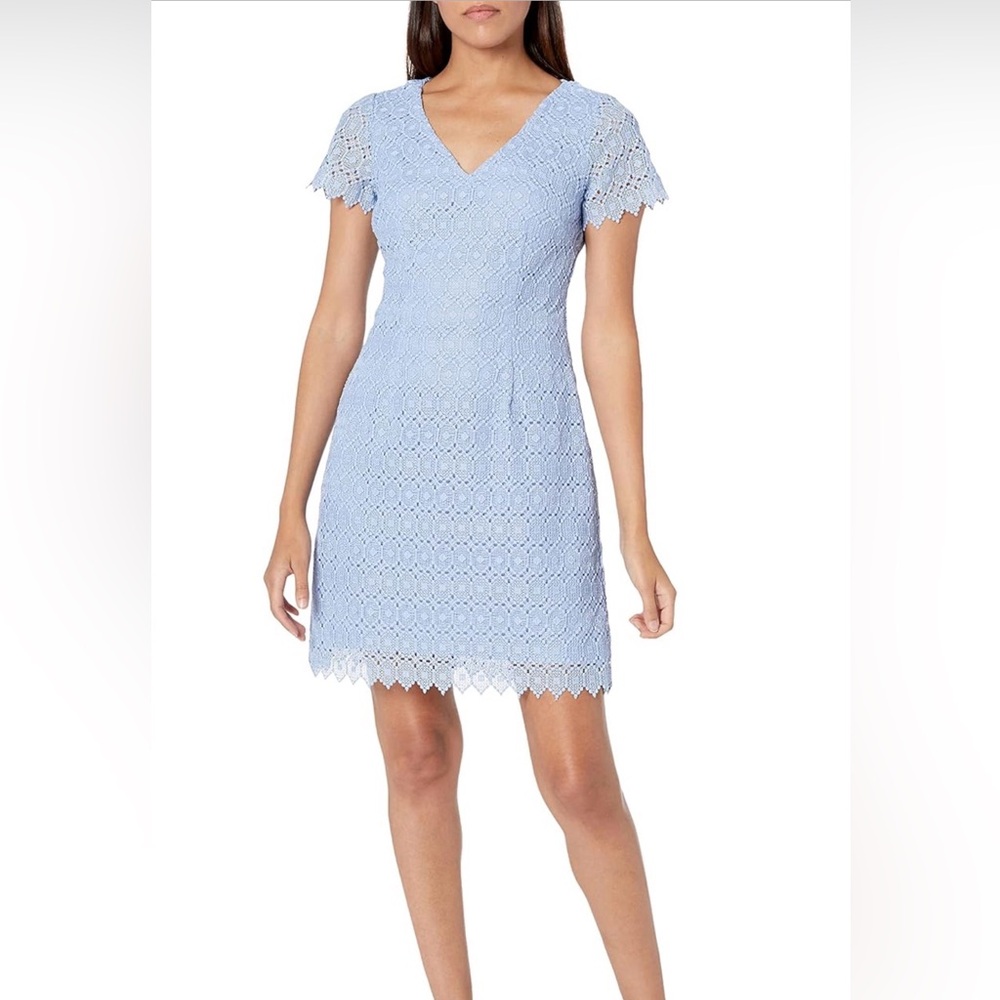 Adrianna Papell Light Blue Lace Mini Dress